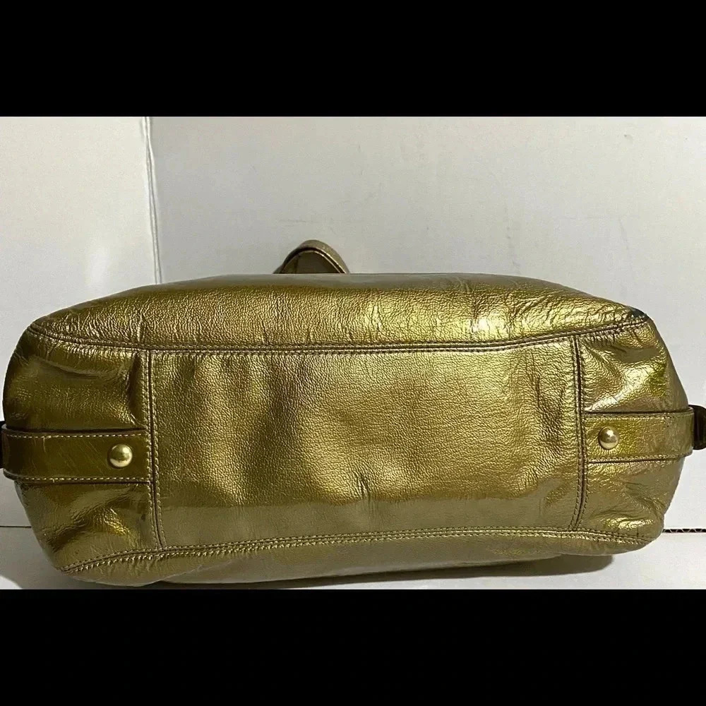 Coach gold metallic leather satchel handbag - Picture 6 of 16